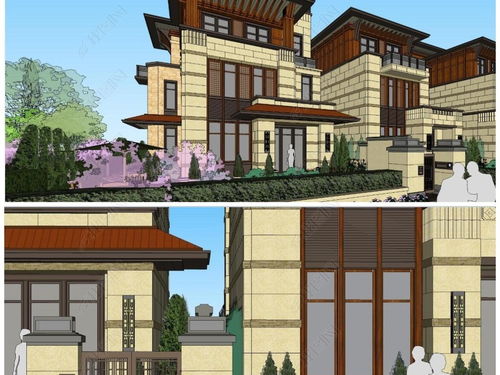 精品草原風格聯(lián)排大別墅建筑設計模型解析與下載